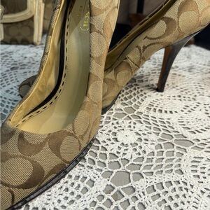 Coach Beige Signature Canvas Stiletto Pumps